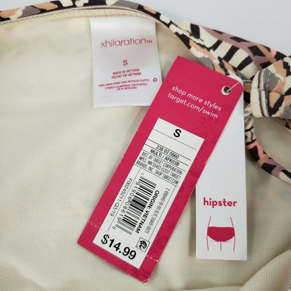 Beige Hipster Bikini Swim Bottom Juniors 3/5 Womens 0/2 Strappy Sides - Picture 9 of 12